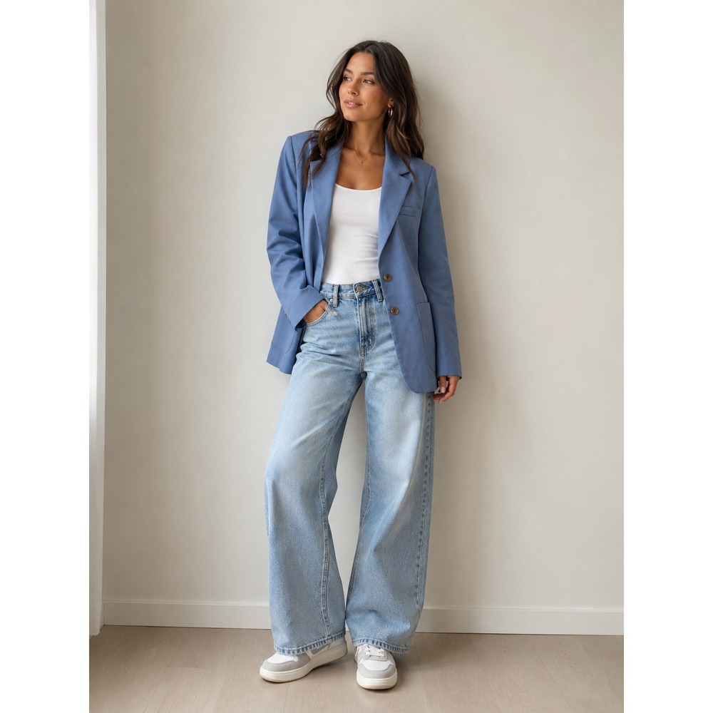 Vintage Levi Strauss & Co Light Blue 2-Button Structured Blazer Jacket